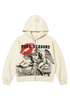 Beige hoodie with graphic design and &