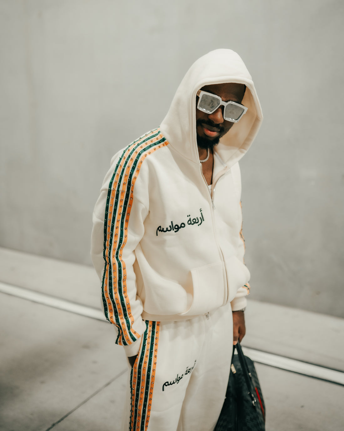 cream Saudi league zip up hoodie