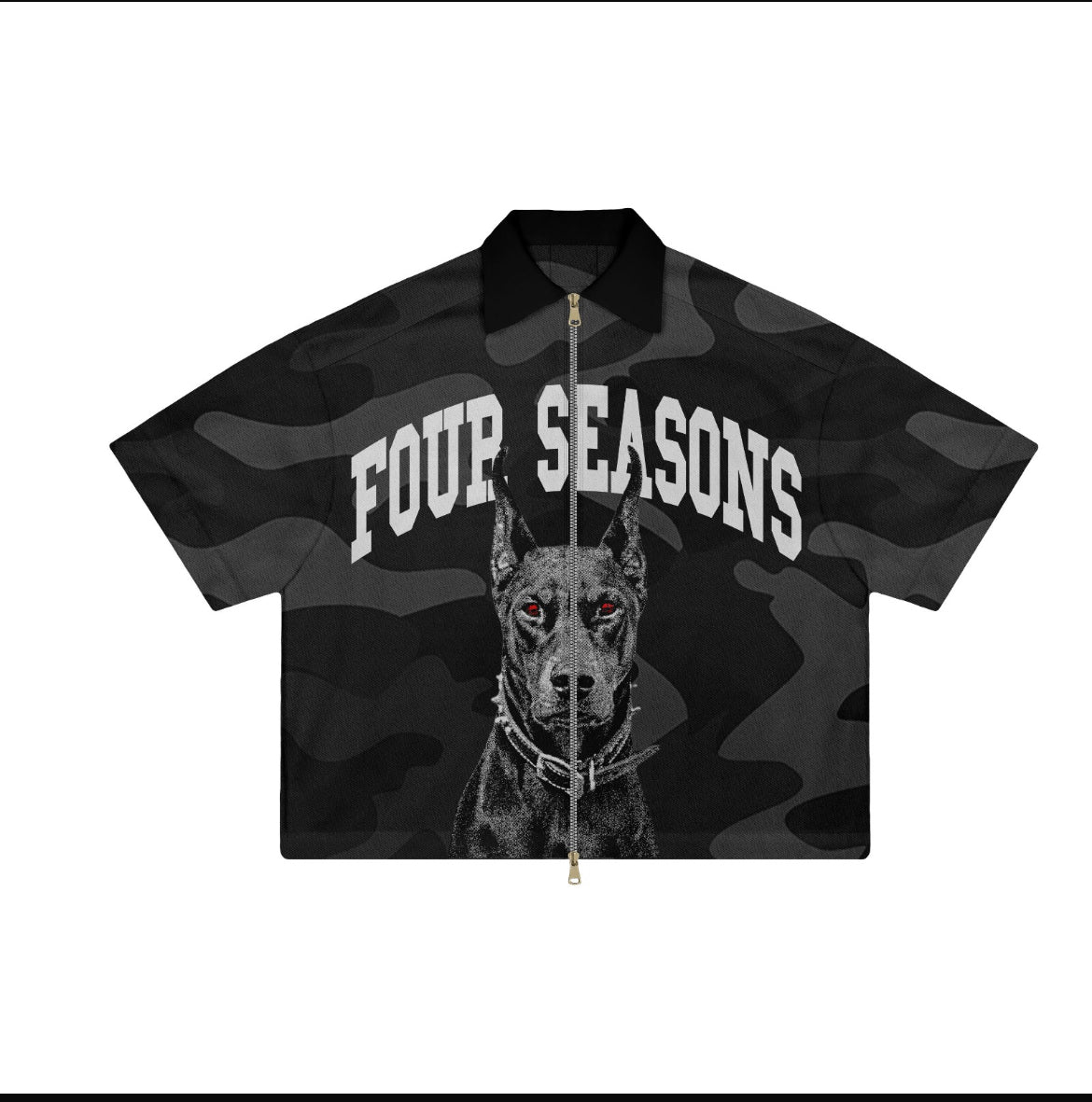 beware of dog zip up black camo